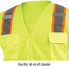 ANSI Class 2 7-Pocket Hi-Vis Safety Vest, Lime - Mic Tab